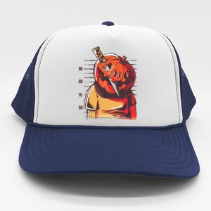 Prisoner Pumpkin Mug Shot Trucker Hat