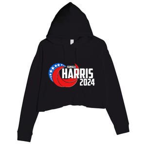 Patriotic Rwb Kamala Harris 2024 Crop Fleece Hoodie