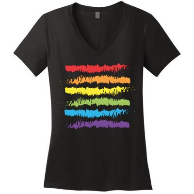 Pride Rainbow Lgbtq+ Love Is Love Women's V-Neck T-Shirt
