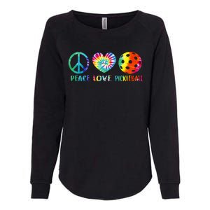 Pickleball Retired Ladies Peace Love Pickleball Womens California Wash Sweatshirt