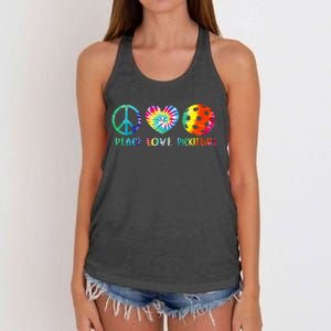 Pickleball Retired Ladies Peace Love Pickleball Women's Knotted Racerback Tank