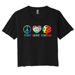 Pickleball Retired Ladies Peace Love Pickleball Women's Crop Top Tee