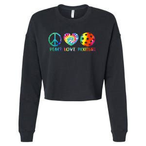 Pickleball Retired Ladies Peace Love Pickleball Cropped Pullover Crew