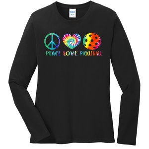 Pickleball Retired Ladies Peace Love Pickleball Ladies Long Sleeve Shirt