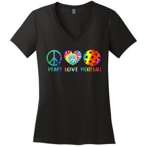 Pickleball Retired Ladies Peace Love Pickleball Women's V-Neck T-Shirt