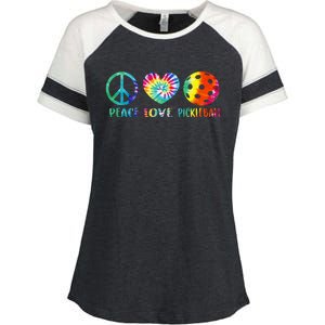 Pickleball Retired Ladies Peace Love Pickleball Enza Ladies Jersey Colorblock Tee