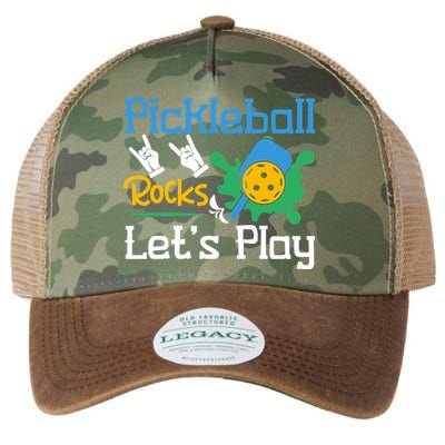 Pickleball Rocks Let's Play For Pickleball Paddleball Legacy Tie Dye Trucker Hat