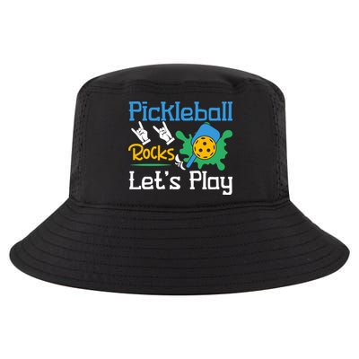 Pickleball Rocks Let's Play For Pickleball Paddleball Cool Comfort Performance Bucket Hat