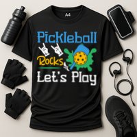 Pickleball Rocks Let's Play For Pickleball Paddleball Performance Shirt