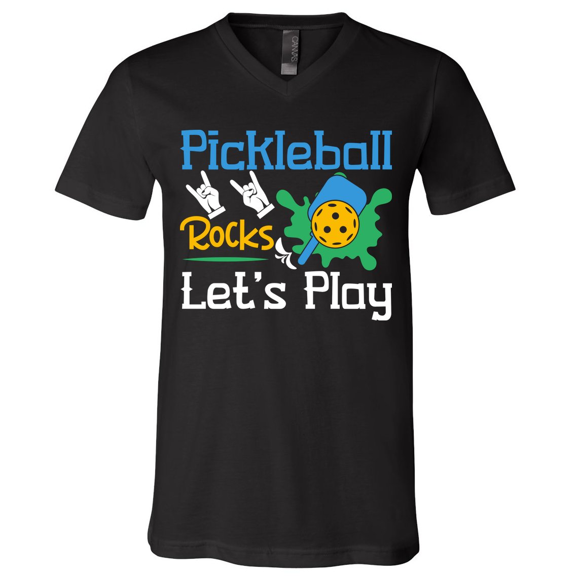 Pickleball Rocks Let's Play For Pickleball Paddleball V-Neck T-Shirt