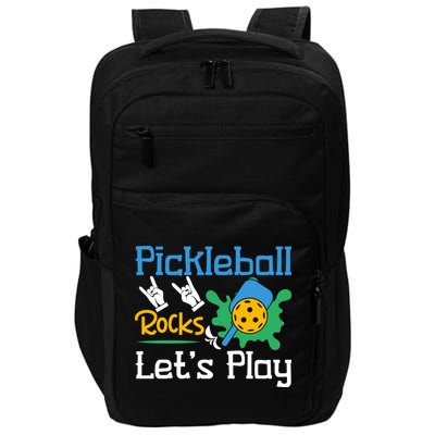 Pickleball Rocks Let's Play For Pickleball Paddleball Impact Tech Backpack