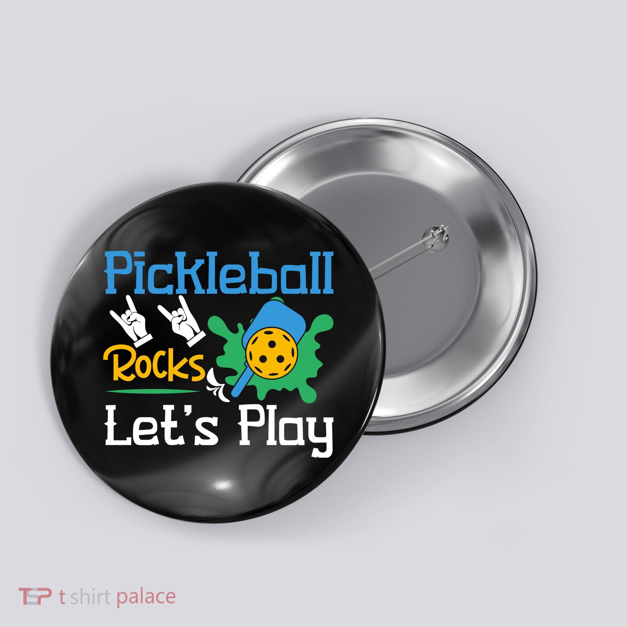 Pickleball Rocks Let's Play For Pickleball Paddleball Button