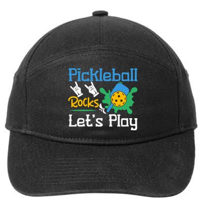 Pickleball Rocks Let's Play For Pickleball Paddleball 7-Panel Snapback Hat