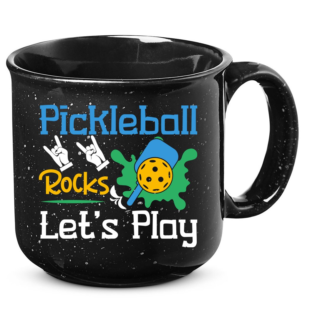 Pickleball Rocks Let's Play For Pickleball Paddleball 15oz Campfire Ceramic Mug