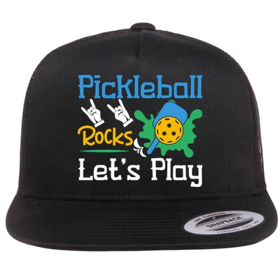 Pickleball Rocks Let's Play For Pickleball Paddleball Flatbill Hat