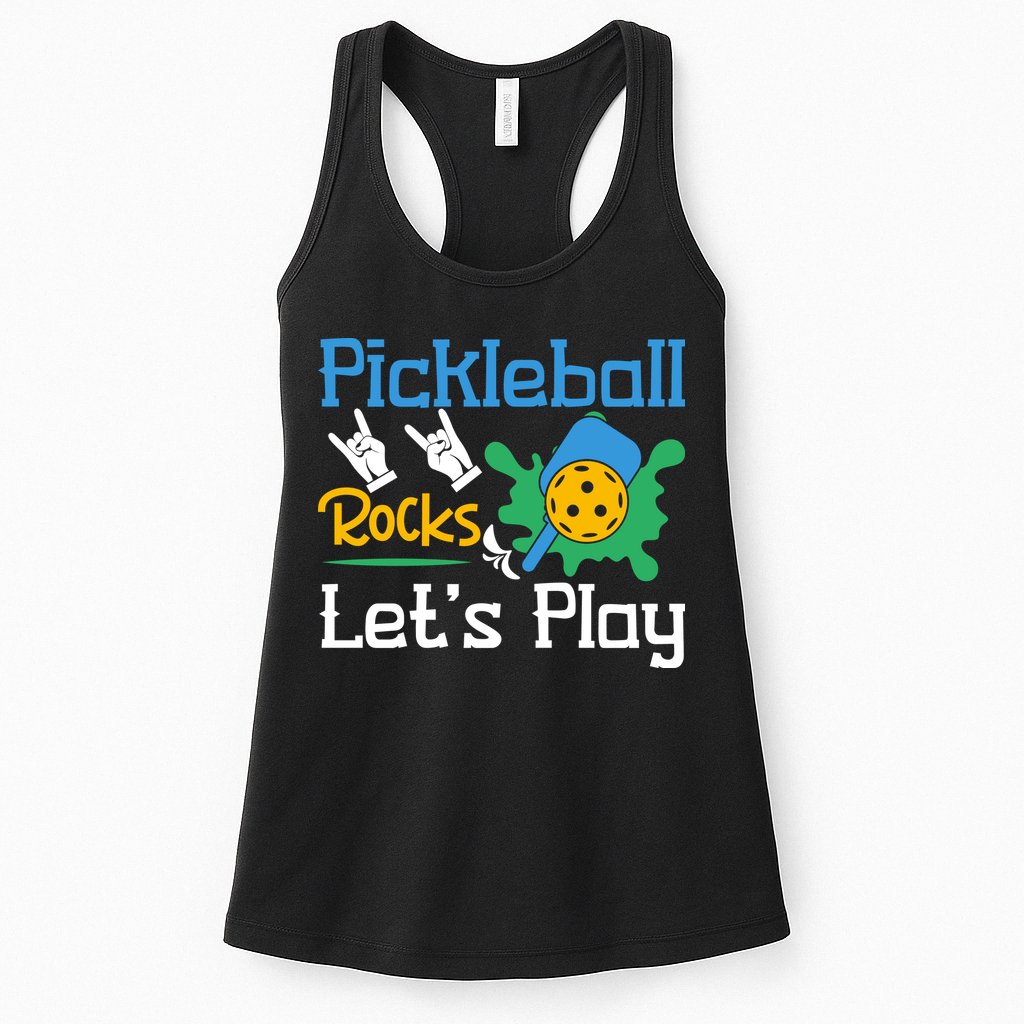 Pickleball Rocks Let's Play For Pickleball Paddleball Womens Tank Top