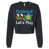 Pickleball Rocks Let's Play For Pickleball Paddleball Cropped Pullover Crew