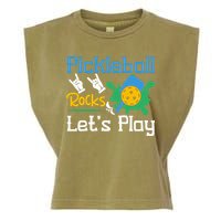 Pickleball Rocks Let's Play For Pickleball Paddleball Garment-Dyed Women's Muscle Tee