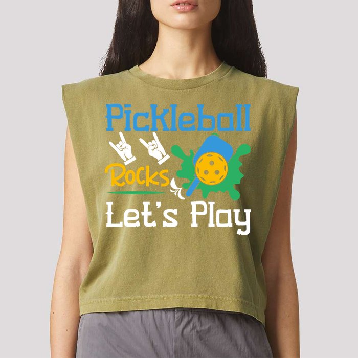 Pickleball Rocks Let's Play For Pickleball Paddleball Garment-Dyed Women's Muscle Tee