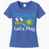 Pickleball Rocks Let's Play For Pickleball Paddleball Womens T-Shirt