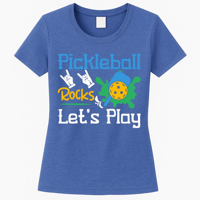 Pickleball Rocks Let's Play For Pickleball Paddleball Womens T-Shirt