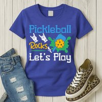 Pickleball Rocks Let's Play For Pickleball Paddleball Womens T-Shirt