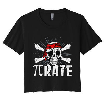 Pi Rate Math Teacher Halloween Costume Funny Pi Pirate Women's Crop Top Tee