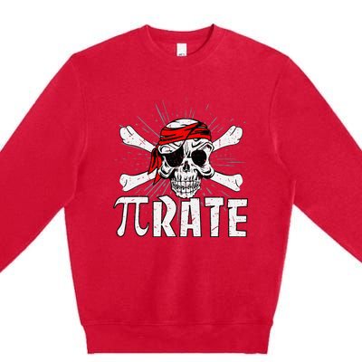 Pi Rate Math Teacher Halloween Costume Funny Pi Pirate Premium Crewneck Sweatshirt