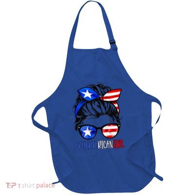Puerto Rican Messy Hair Rica Pride Patriotic Gift Cool Gift Full-Length Apron With Pockets