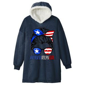 Puerto Rican Messy Hair Rica Pride Patriotic Gift Cool Gift Hooded Wearable Blanket