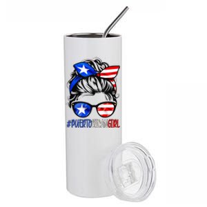 Puerto Rican Messy Hair Rica Pride Patriotic Gift Cool Gift Stainless Steel Tumbler