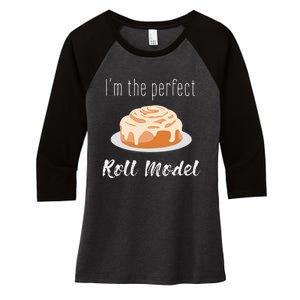 Perfect Roll Model Cinnamon Roll Mom Dad Role Model Gift Women's Tri-Blend 3/4-Sleeve Raglan Shirt