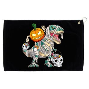 Pumpkin Riding Mummy Dinosaur T Rex Halloween Funny Skeleton Grommeted Golf Towel