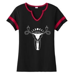 Pro Roe Middle Finger Uterus Womens Rights Ladies Halftime Notch Neck Tee