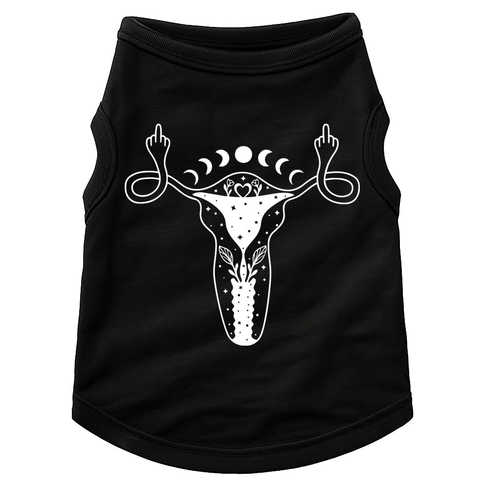 Pro Roe Middle Finger Uterus Womens Rights Doggie Tank