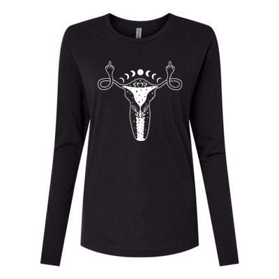 Pro Roe Middle Finger Uterus Womens Rights Womens Cotton Relaxed Long Sleeve T-Shirt