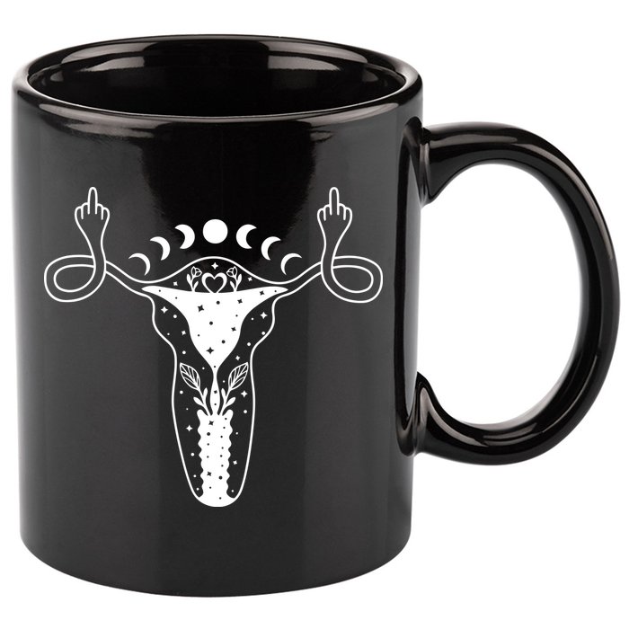 Pro Roe Middle Finger Uterus Womens Rights 11oz C Handle Ceramic Mug