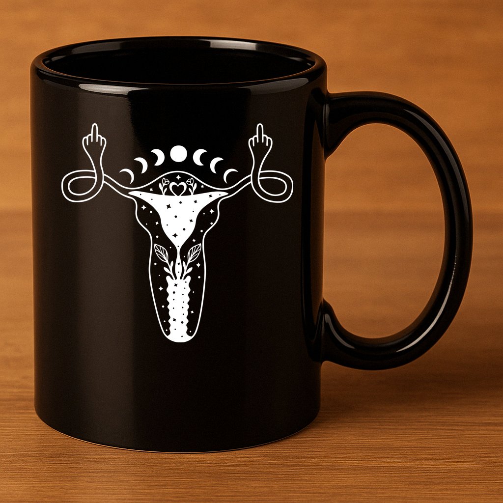 Pro Roe Middle Finger Uterus Womens Rights 11oz C Handle Ceramic Mug