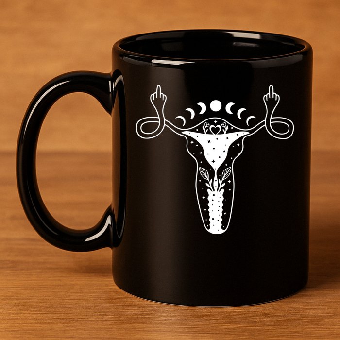 Pro Roe Middle Finger Uterus Womens Rights 11oz C Handle Ceramic Mug