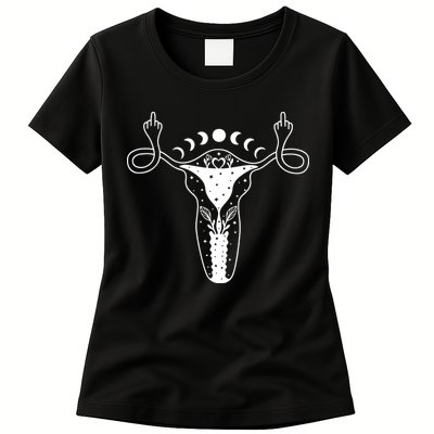 Pro Roe Middle Finger Uterus Womens Rights Womens T-Shirt