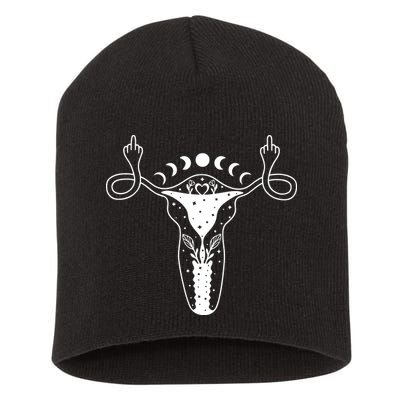 Pro Roe Middle Finger Uterus Womens Rights Short Acrylic Beanie