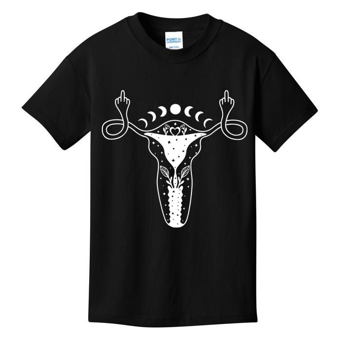Pro Roe Middle Finger Uterus Womens Rights Kids T-Shirt