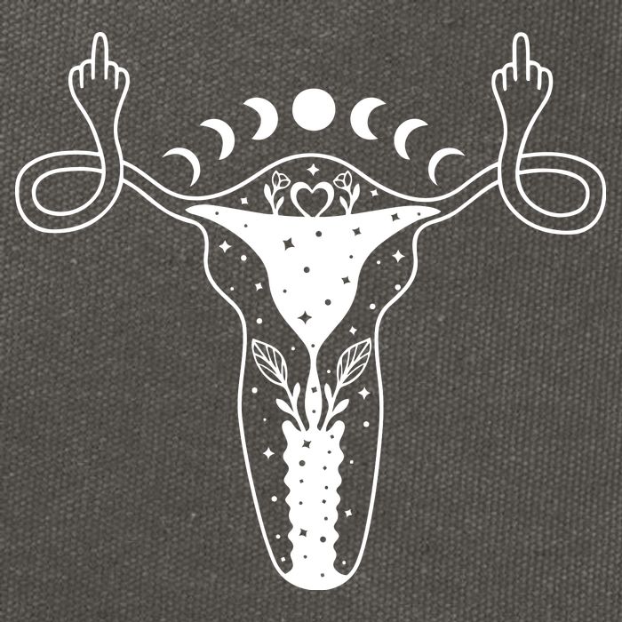 Pro Roe Middle Finger Uterus Womens Rights Cotton Canvas Backpack