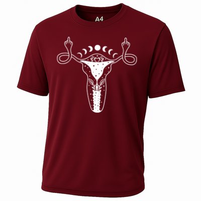Pro Roe Middle Finger Uterus Womens Rights Performance Shirt
