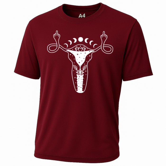 Pro Roe Middle Finger Uterus Womens Rights Cooling Performance Crew T-Shirt