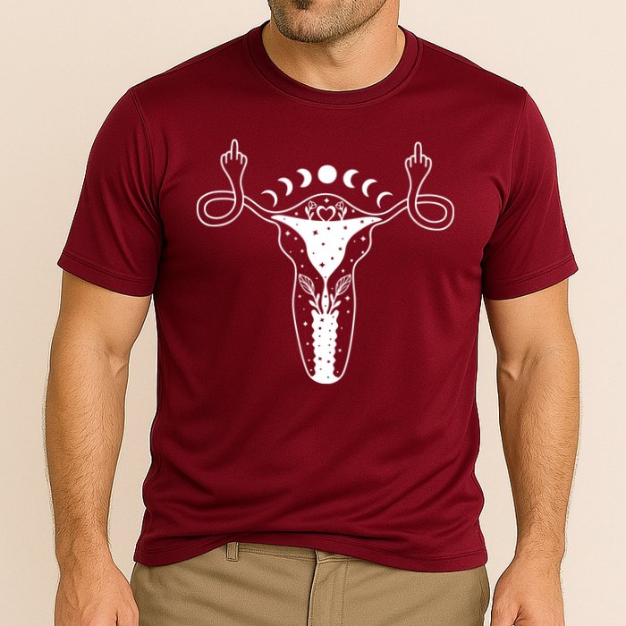 Pro Roe Middle Finger Uterus Womens Rights Cooling Performance Crew T-Shirt
