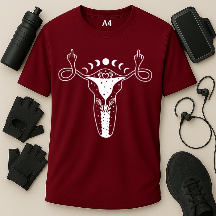 Pro Roe Middle Finger Uterus Womens Rights Cooling Performance Crew T-Shirt