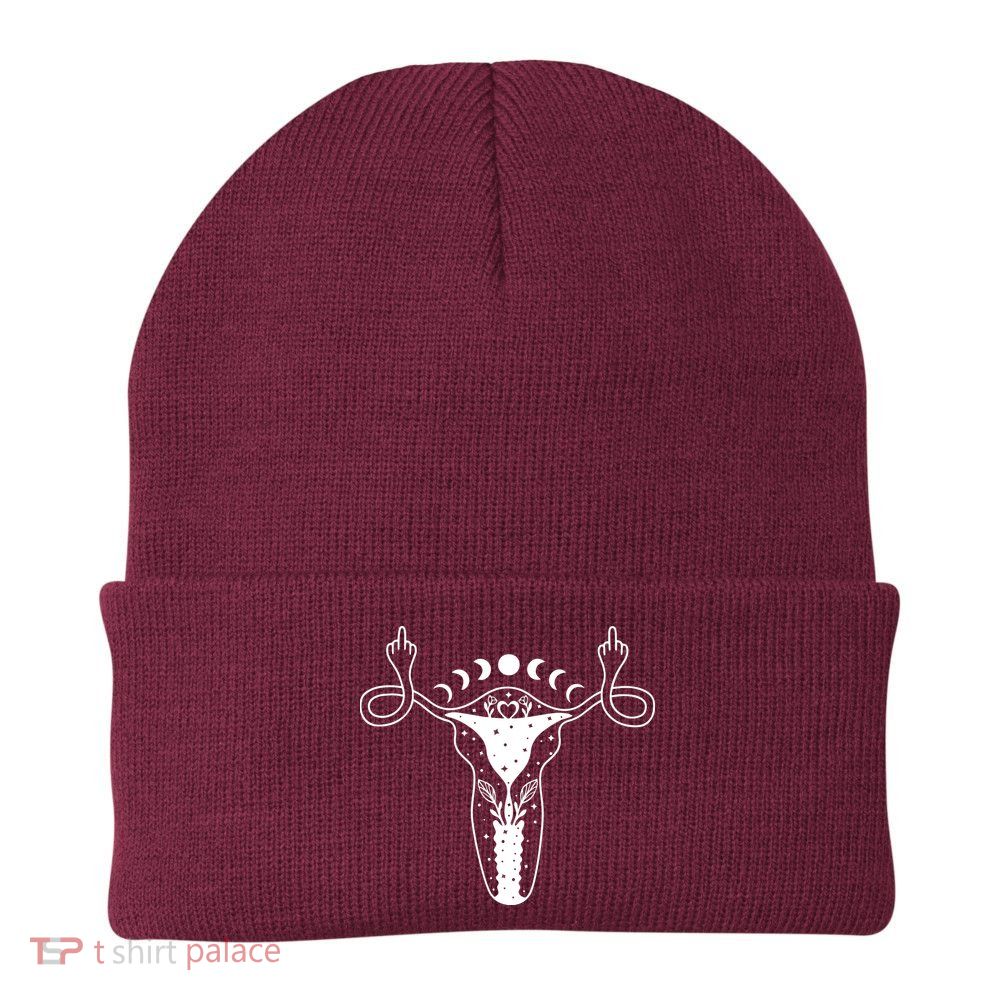 Pro Roe Middle Finger Uterus Womens Rights Beanie