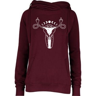 Pro Roe Middle Finger Uterus Womens Rights Womens Funnel Neck Pullover Hood