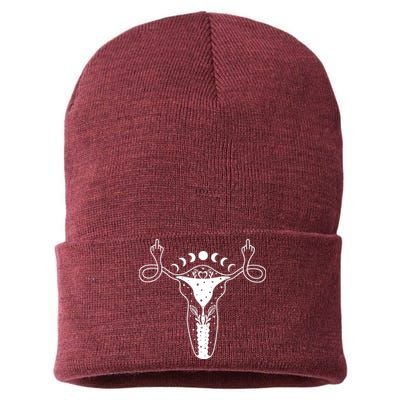 Pro Roe Middle Finger Uterus Womens Rights Sustainable Knit Beanie